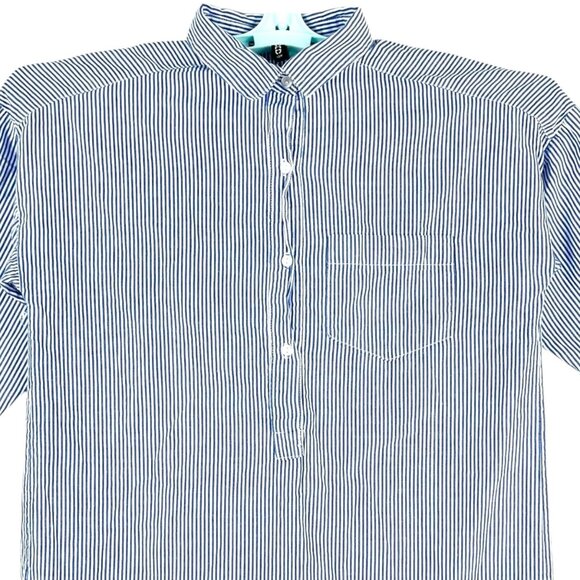 H&M Divided Women's Pull-over Striped Long Shirt Dress Blue/White Cotton Size 4 - Picture 3 of 10